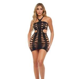 Pink Lipstick - Talking Sides Halter Dress - Black